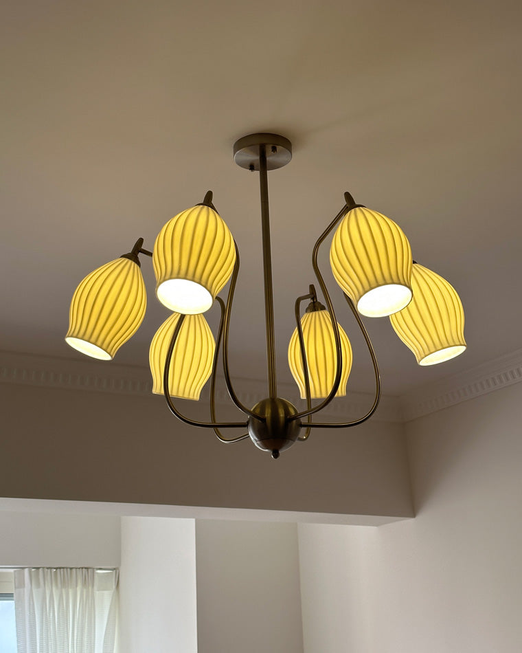 WOMO Mid Century Modern Ceramic Arm Chandelier-WM2121