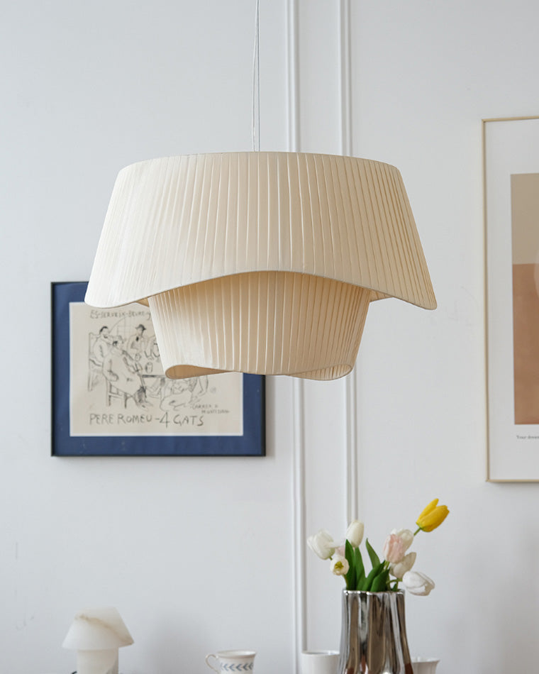 WOMO Pleated Fabric Drum Pendant Light-WM2130
