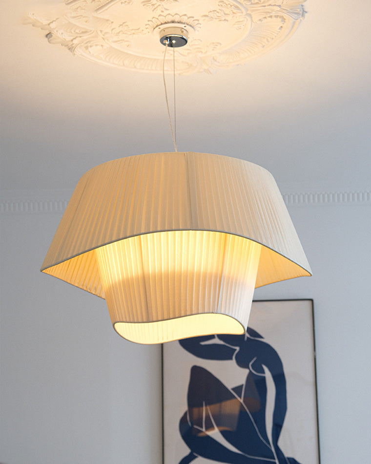 WOMO Pleated Fabric Drum Pendant Light-WM2130