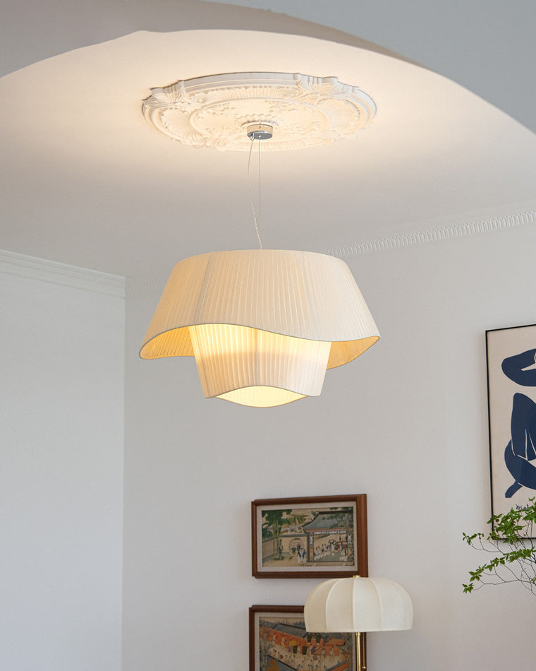 WOMO Pleated Fabric Drum Pendant Light-WM2130
