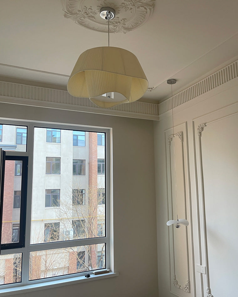 WOMO Pleated Fabric Drum Pendant Light-WM2130
