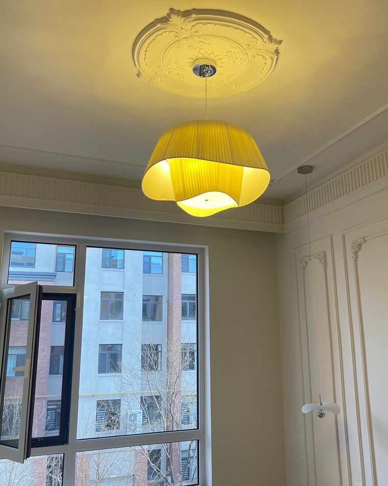 WOMO Pleated Fabric Drum Pendant Light-WM2130
