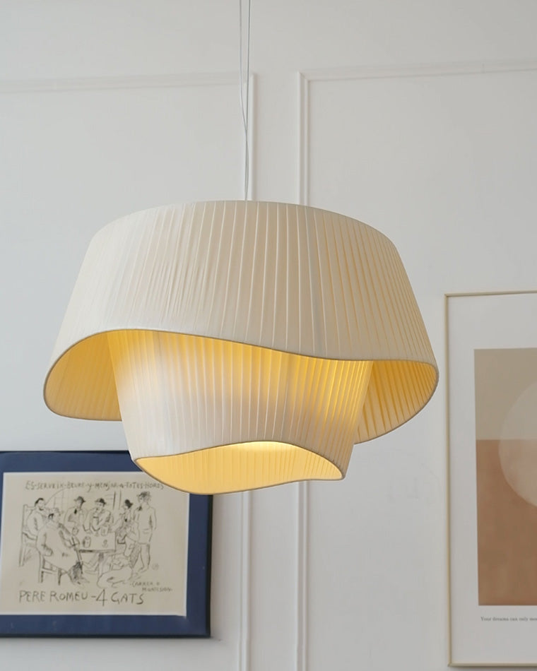 WOMO Pleated Fabric Drum Pendant Light-WM2130