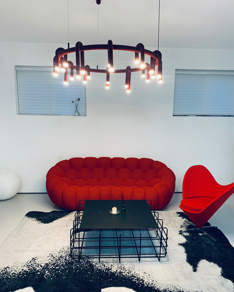 WOMO U-tubes Red Round Chandelier-WM2157