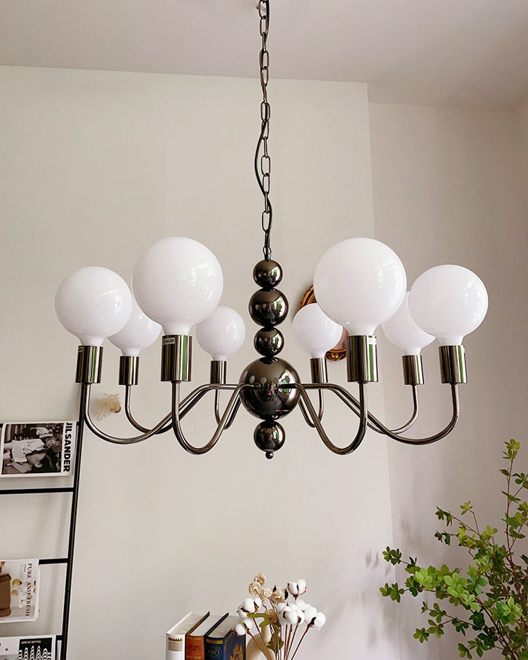 WOMO Glass Globe Black Arm Chandelier-WM2173