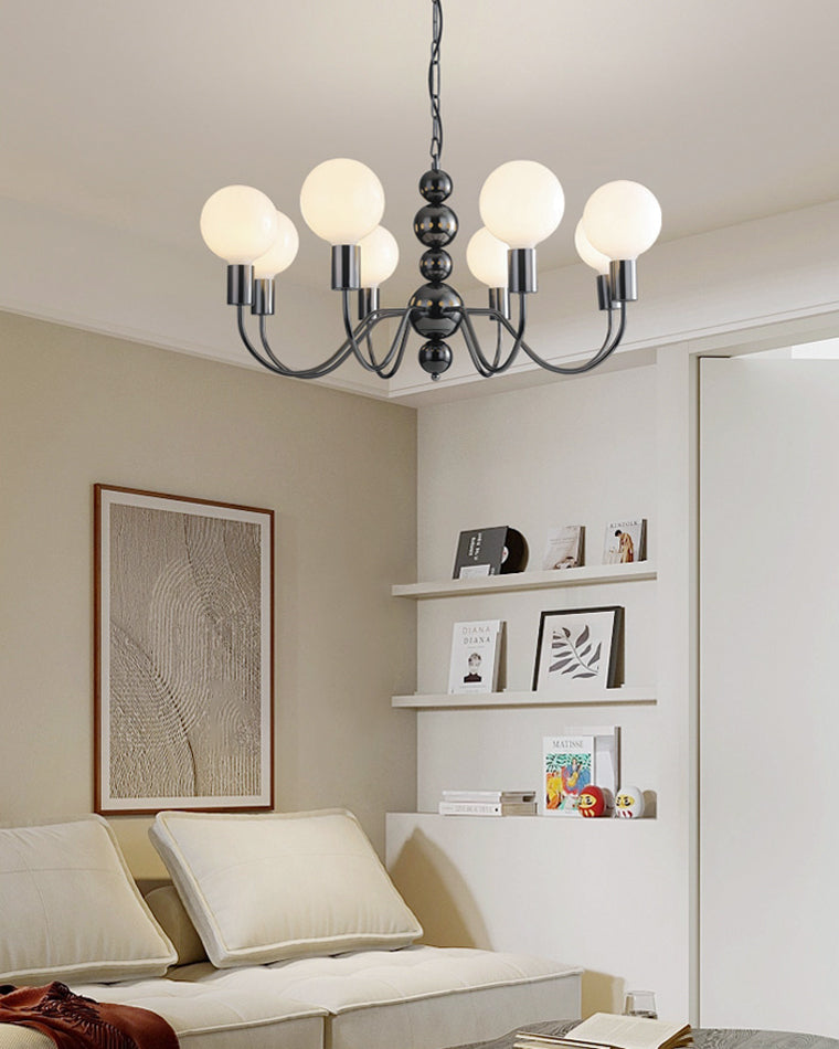 WOMO Glass Globe Black Arm Chandelier-WM2173