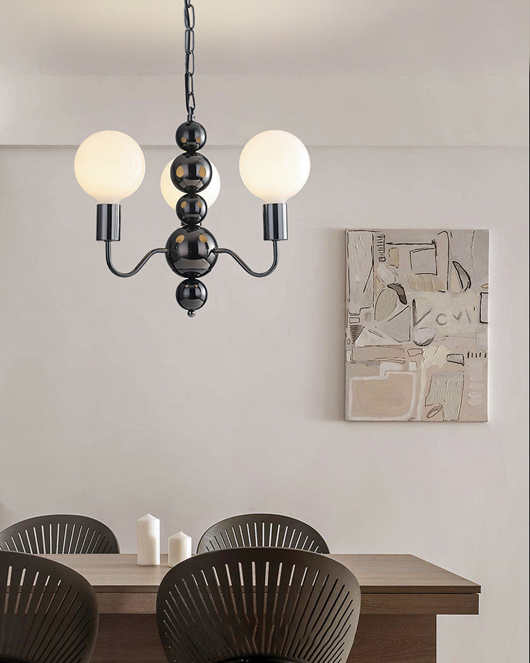 WOMO Glass Globe Black Arm Chandelier-WM2173