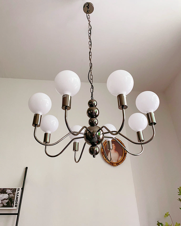 WOMO Glass Globe Black Arm Chandelier-WM2173