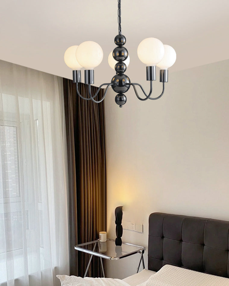 WOMO Glass Globe Black Arm Chandelier-WM2173