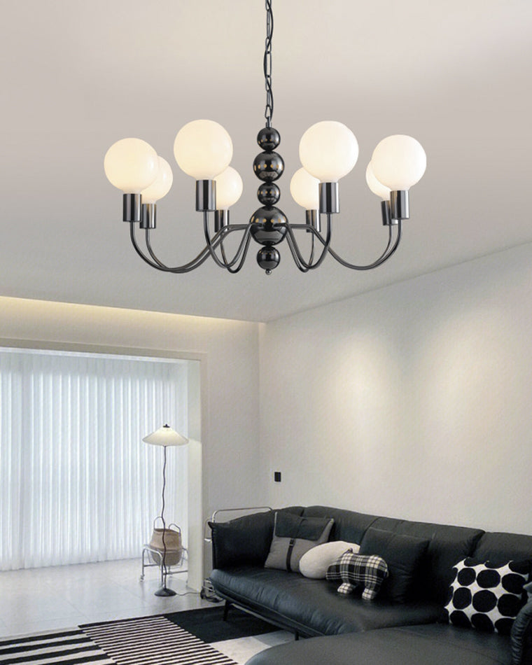 WOMO Glass Globe Black Arm Chandelier-WM2173