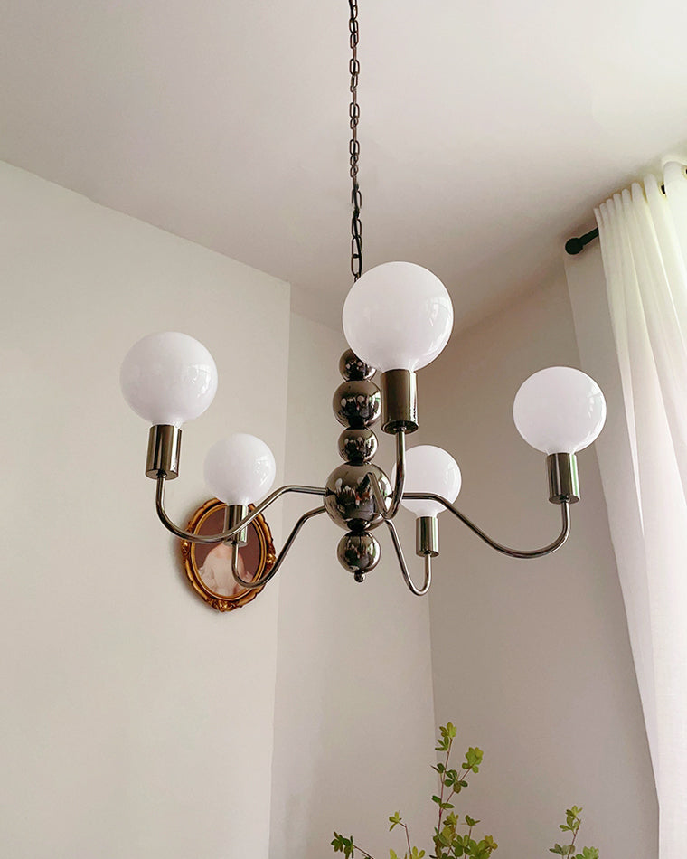 WOMO Glass Globe Black Arm Chandelier-WM2173