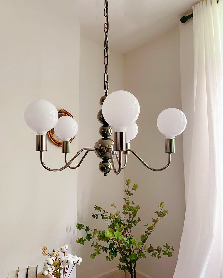 WOMO Glass Globe Black Arm Chandelier-WM2173
