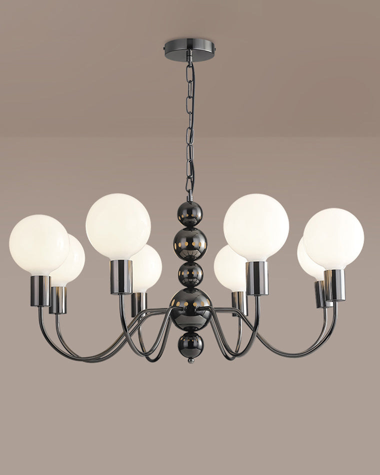 WOMO Glass Globe Black Arm Chandelier-WM2173