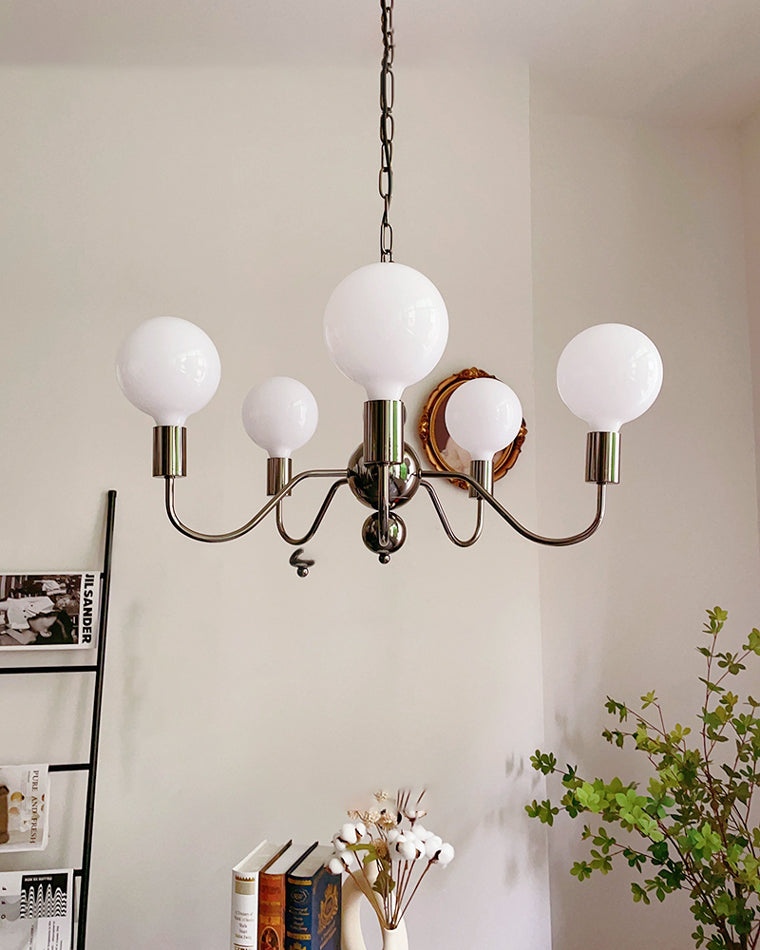 WOMO Glass Globe Black Arm Chandelier-WM2173
