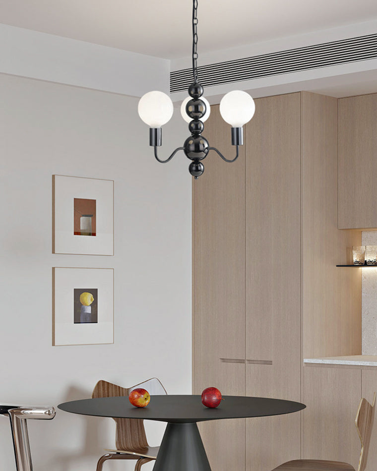 WOMO Glass Globe Black Arm Chandelier-WM2173