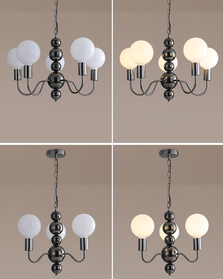 WOMO Glass Globe Black Arm Chandelier-WM2173