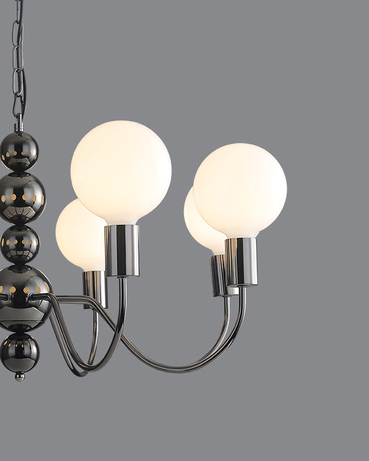 WOMO Glass Globe Black Arm Chandelier-WM2173