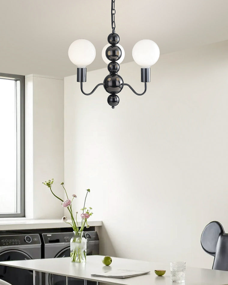 WOMO Glass Globe Black Arm Chandelier-WM2173