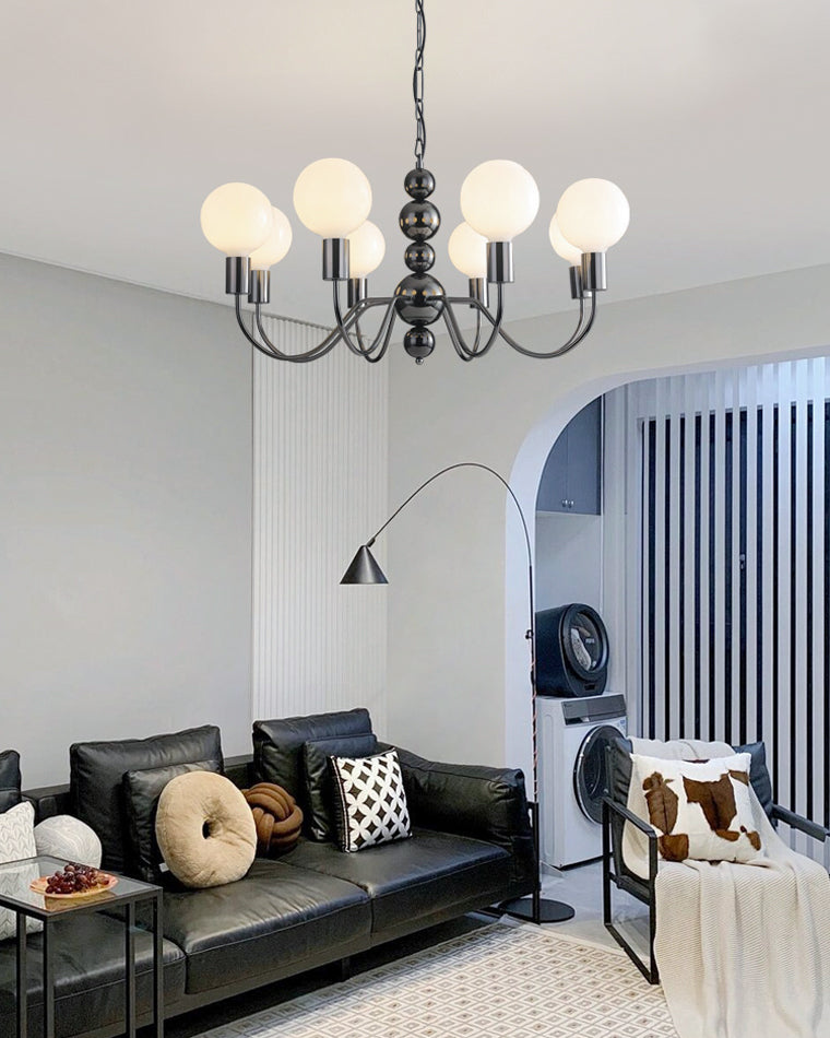 WOMO Glass Globe Black Arm Chandelier-WM2173