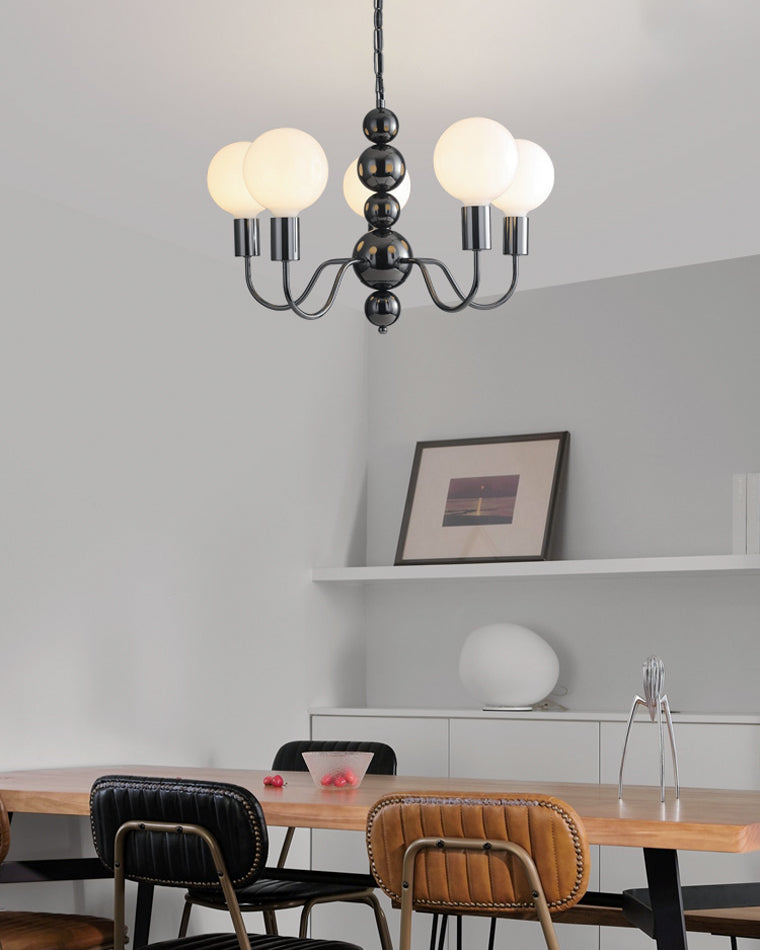 WOMO Glass Globe Black Arm Chandelier-WM2173