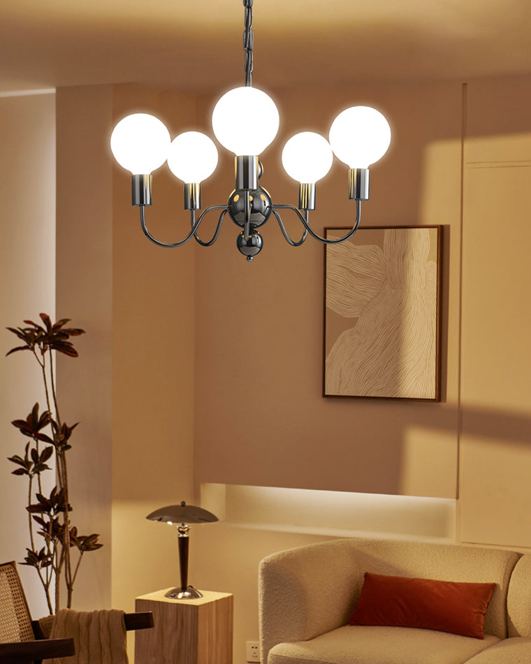 WOMO Glass Globe Black Arm Chandelier-WM2173