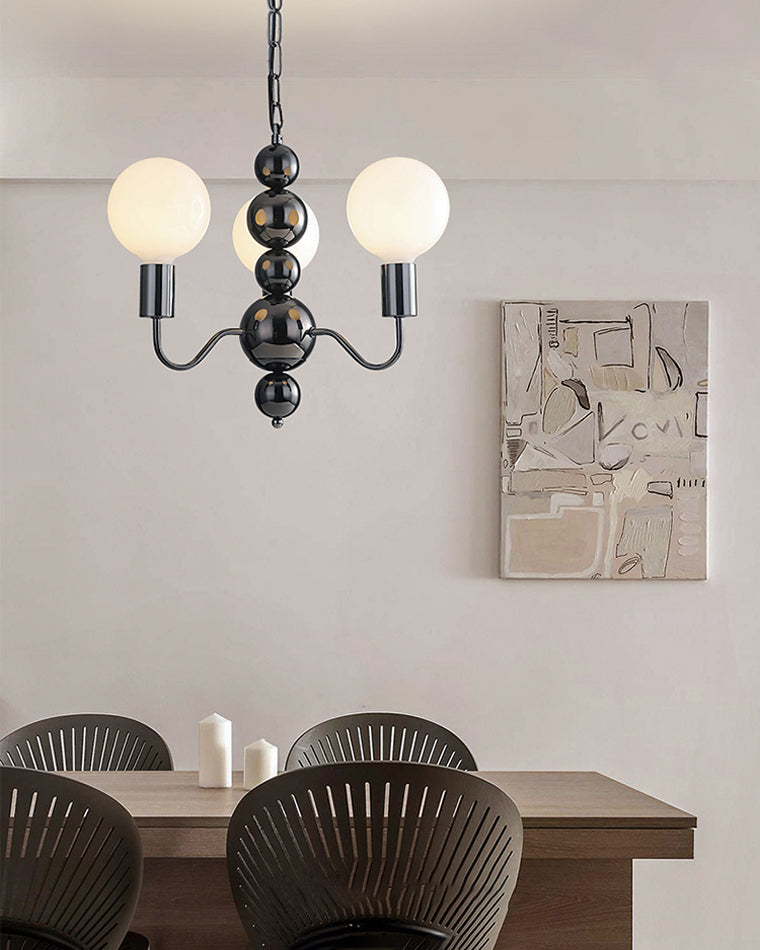 WOMO Glass Globe Black Arm Chandelier-WM2173