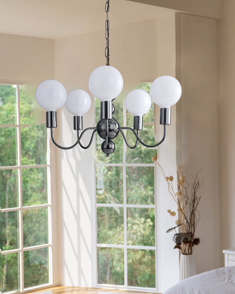 WOMO Glass Globe Black Arm Chandelier-WM2173