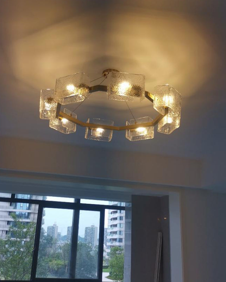 WOMO Textured Glass Round Chandelier-WM2174