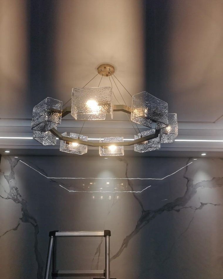 WOMO Textured Glass Round Chandelier-WM2174