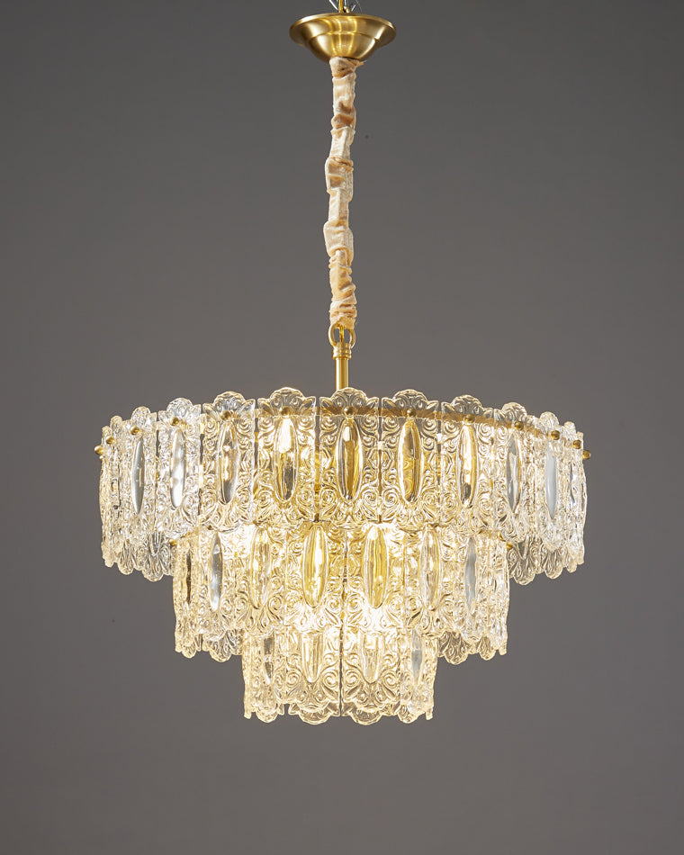 WOMO Textured Glass Tiered Chandelier-WM2177