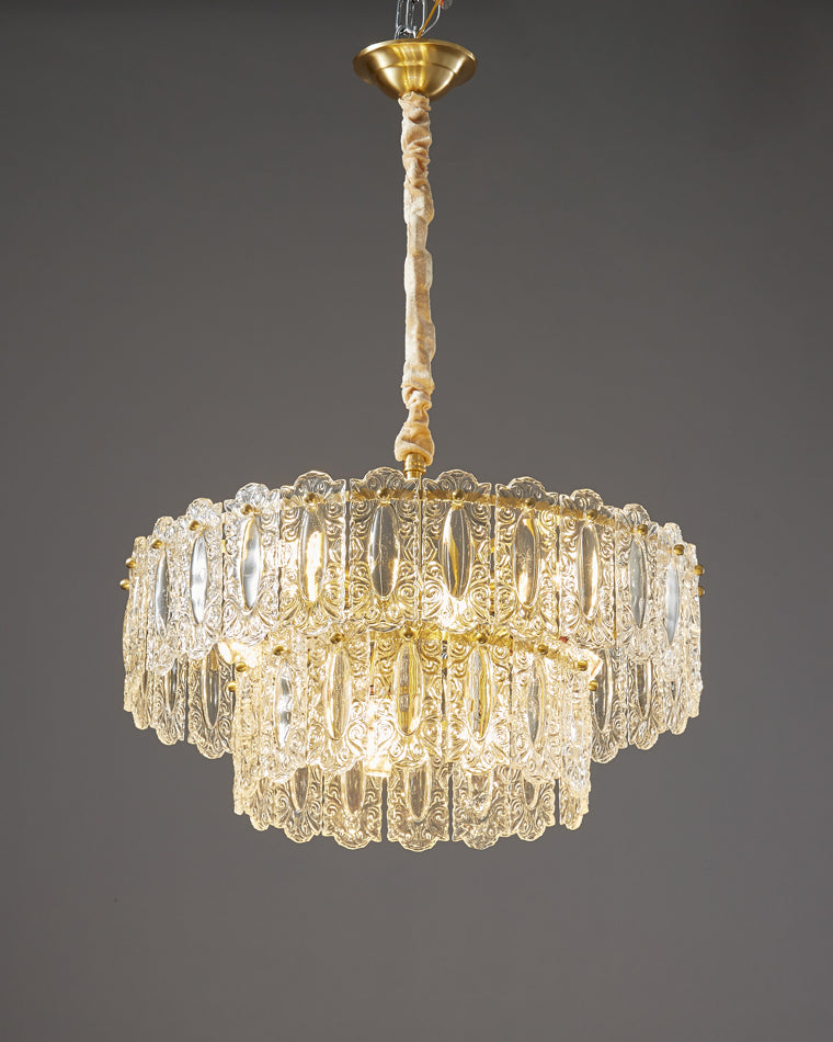 WOMO Textured Glass Tiered Chandelier-WM2177