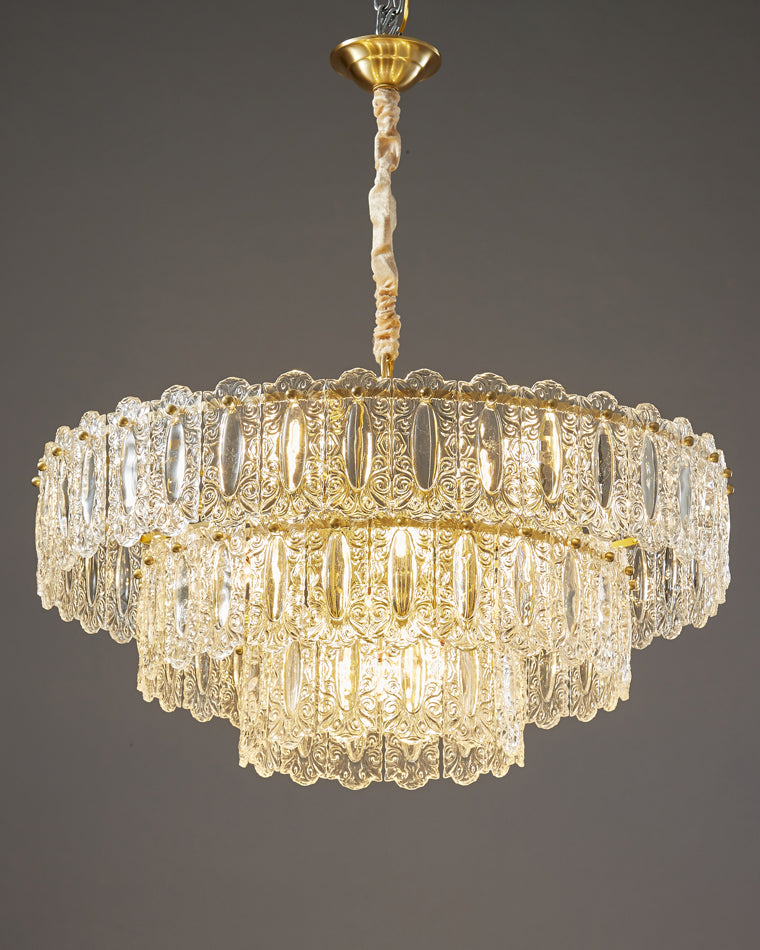 WOMO Textured Glass Tiered Chandelier-WM2177