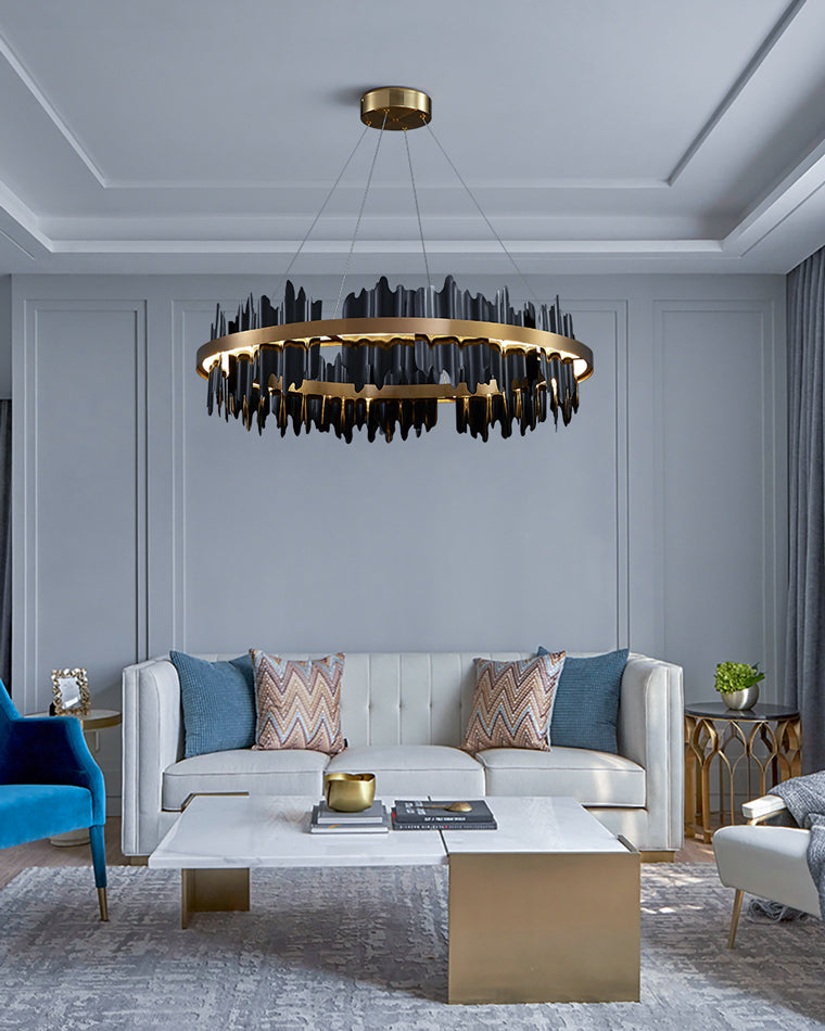 WOMO Iceberg Round Black Gold Chandelier-WM2183