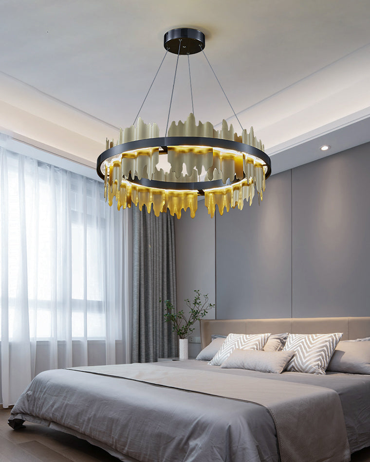 WOMO Iceberg Round Black Gold Chandelier-WM2183