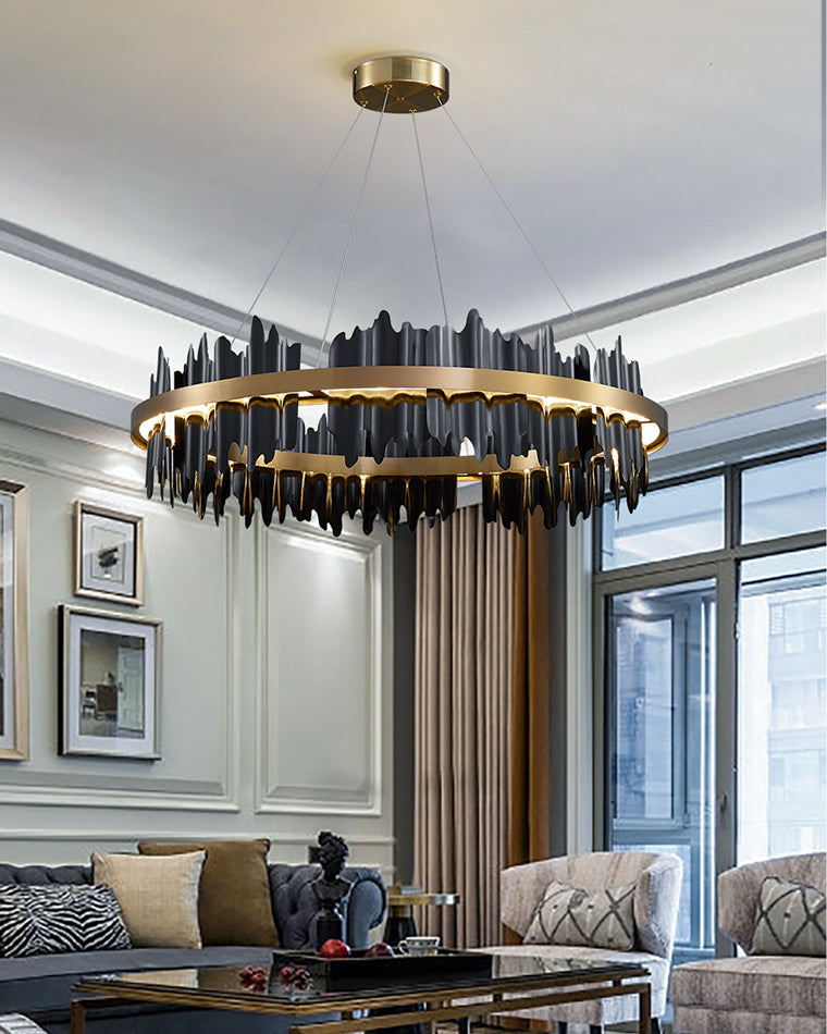 WOMO Iceberg Round Black Gold Chandelier-WM2183