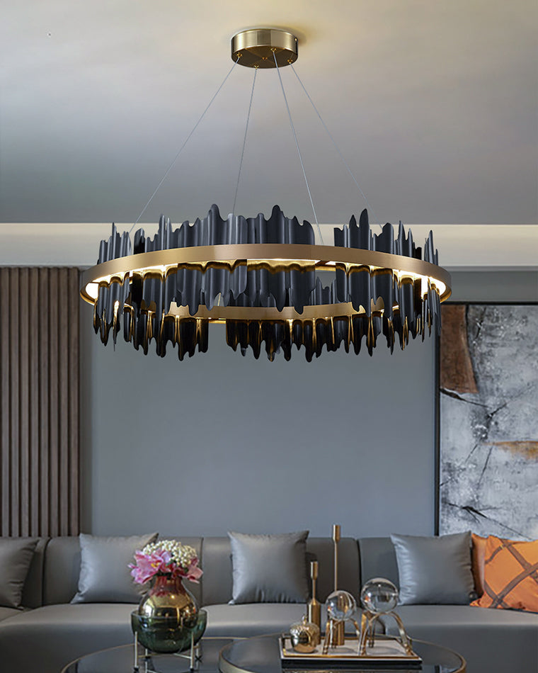 WOMO Iceberg Round Black Gold Chandelier-WM2183