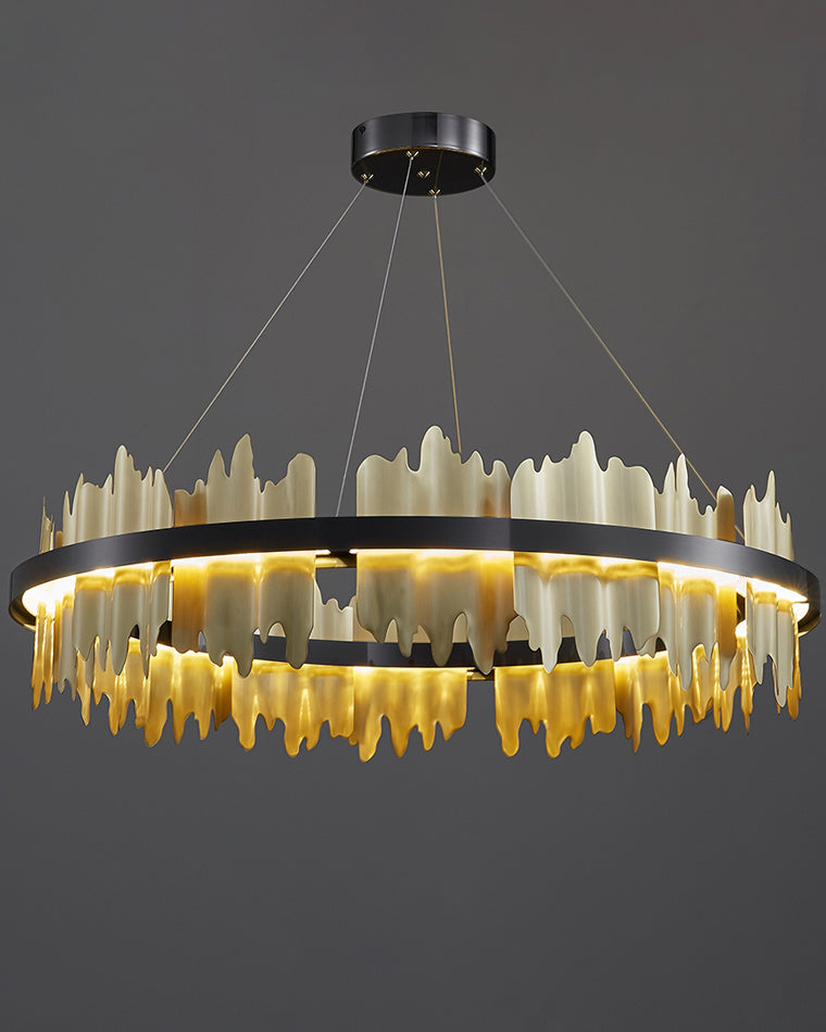 WOMO Iceberg Round Black Gold Chandelier-WM2183