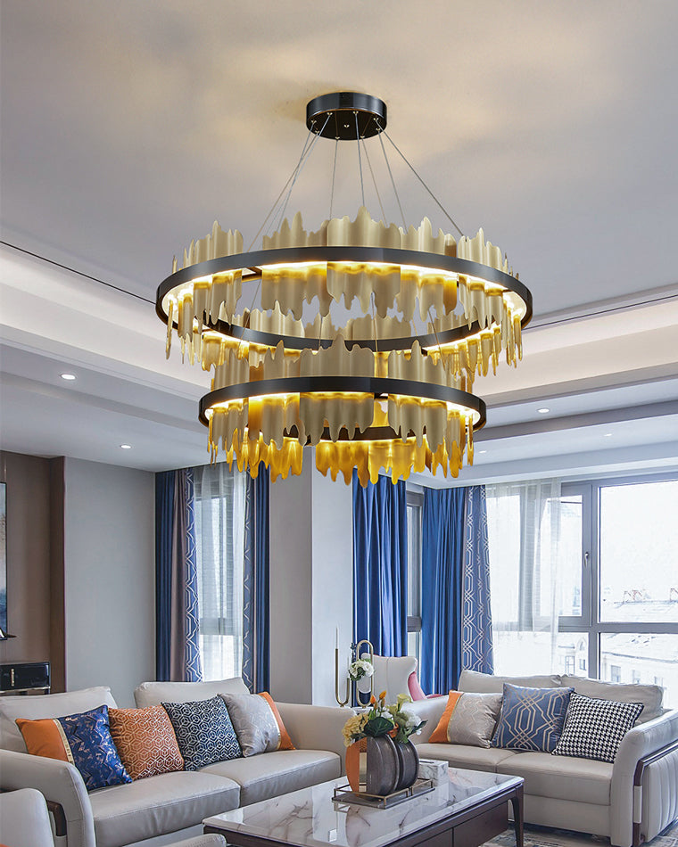 WOMO Iceberg Round Black Gold Chandelier-WM2183