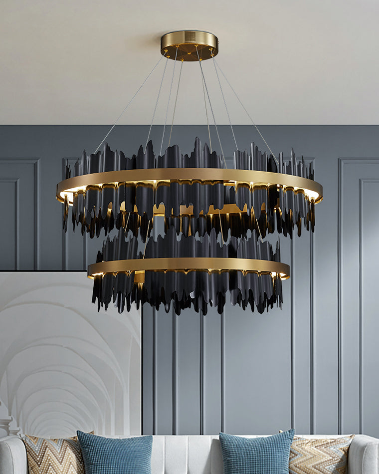 WOMO Iceberg Round Black Gold Chandelier-WM2183