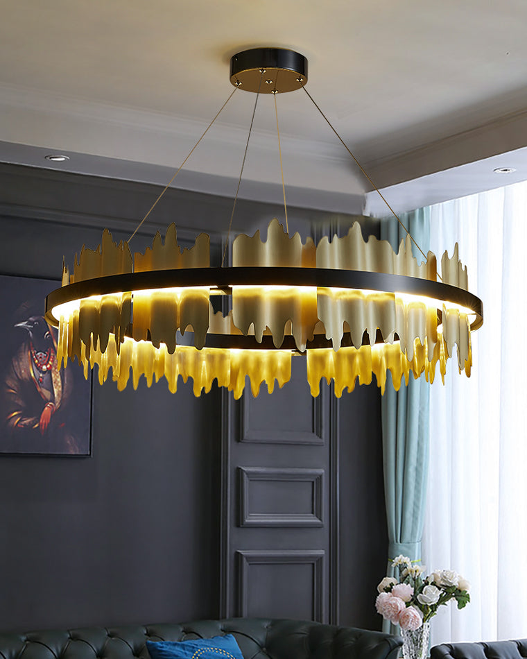 WOMO Iceberg Round Black Gold Chandelier-WM2183