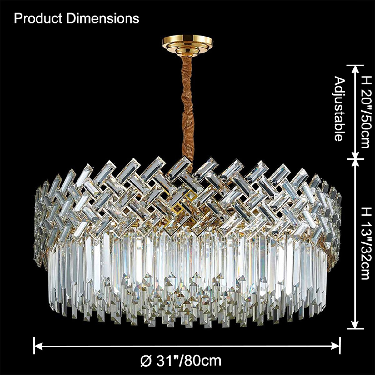 WOMO Shield Crystal Round Chandelier-WM2190