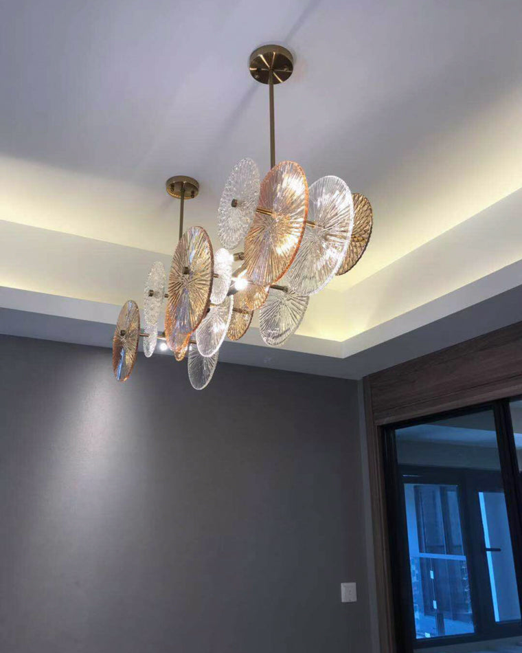 WOMO Textured Glass Disc Chandelier-WM2194