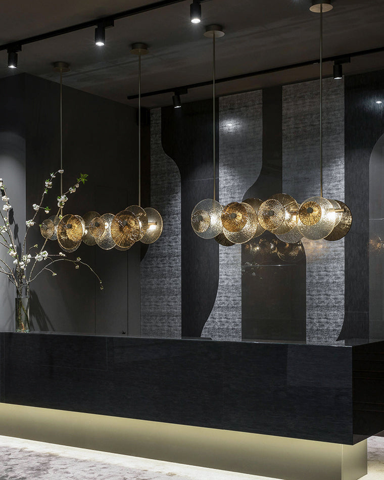 WOMO Textured Glass Disc Chandelier-WM2194