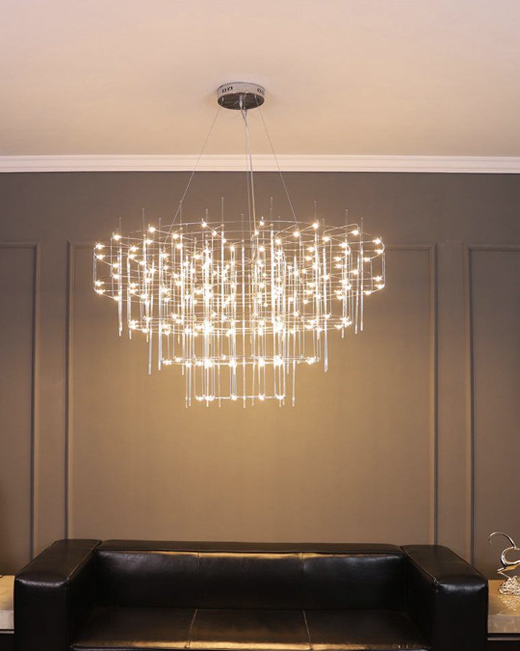 WOMO Tiered Glass Rod Sculptural Chandelier-WM2199