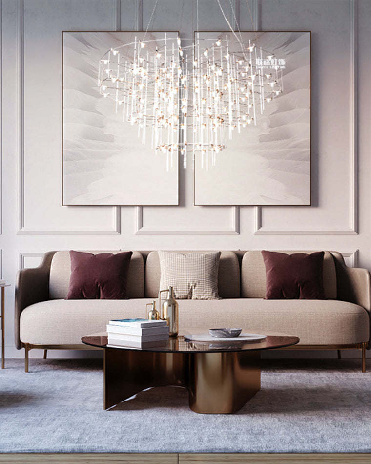 WOMO Tiered Glass Rod Sculptural Chandelier-WM2199