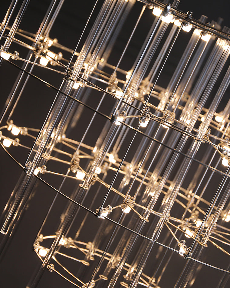 WOMO Tiered Glass Rod Sculptural Chandelier-WM2199