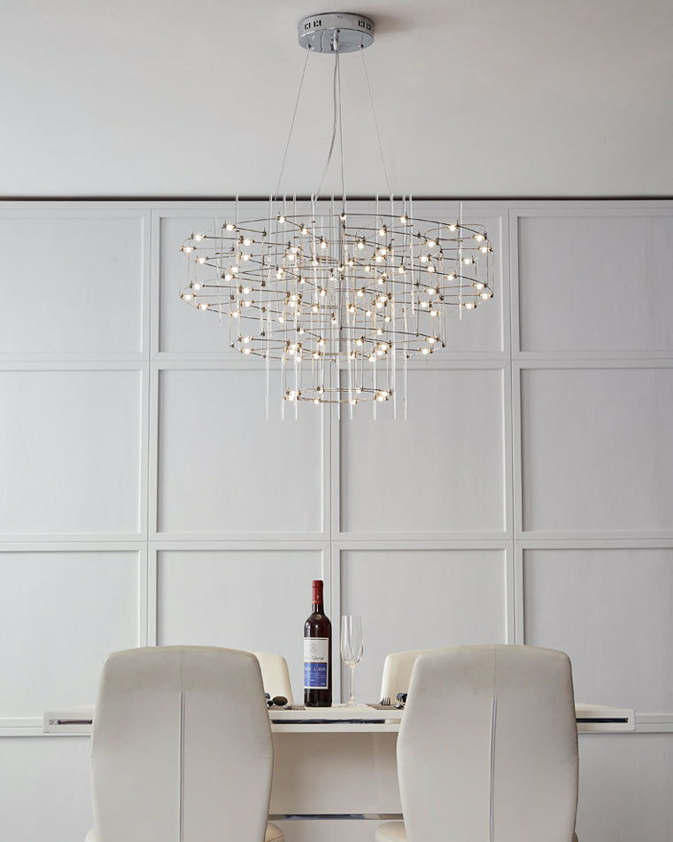 WOMO Tiered Glass Rod Sculptural Chandelier-WM2199