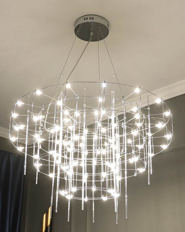 WOMO Tiered Glass Rod Sculptural Chandelier-WM2199