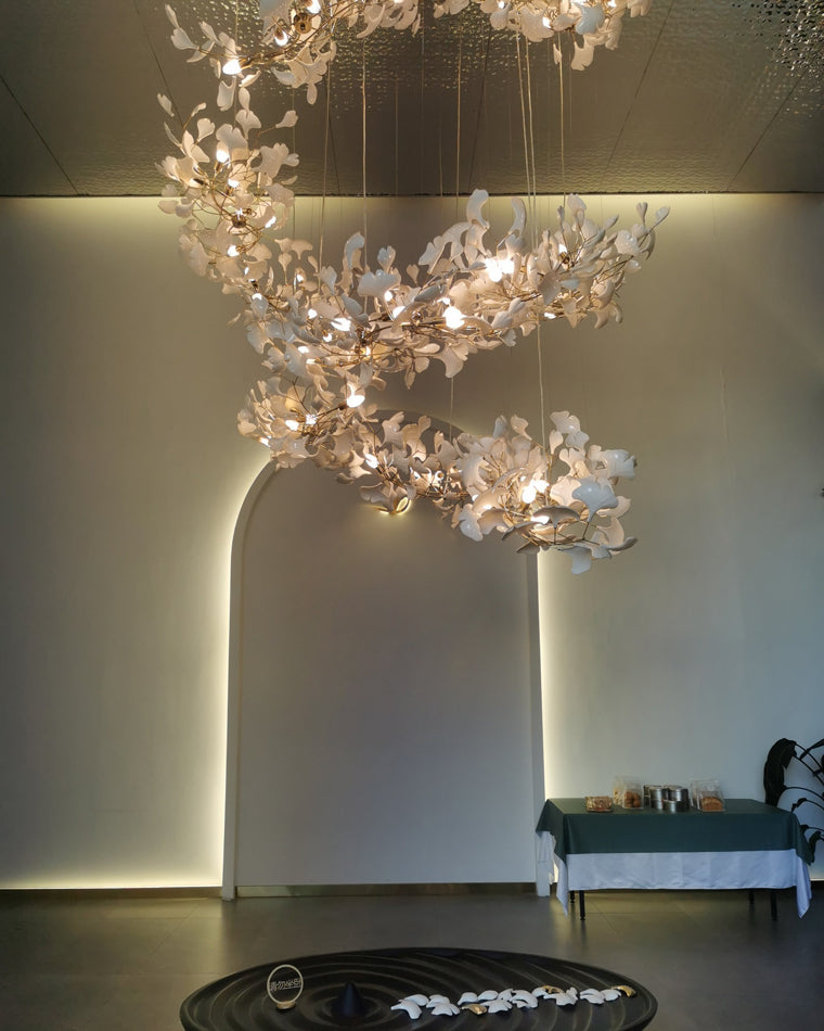 WOMO Ginkgo Long Cascading Foyer Chandelier-WM2206