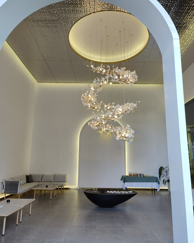 WOMO Ginkgo Long Cascading Foyer Chandelier-WM2206